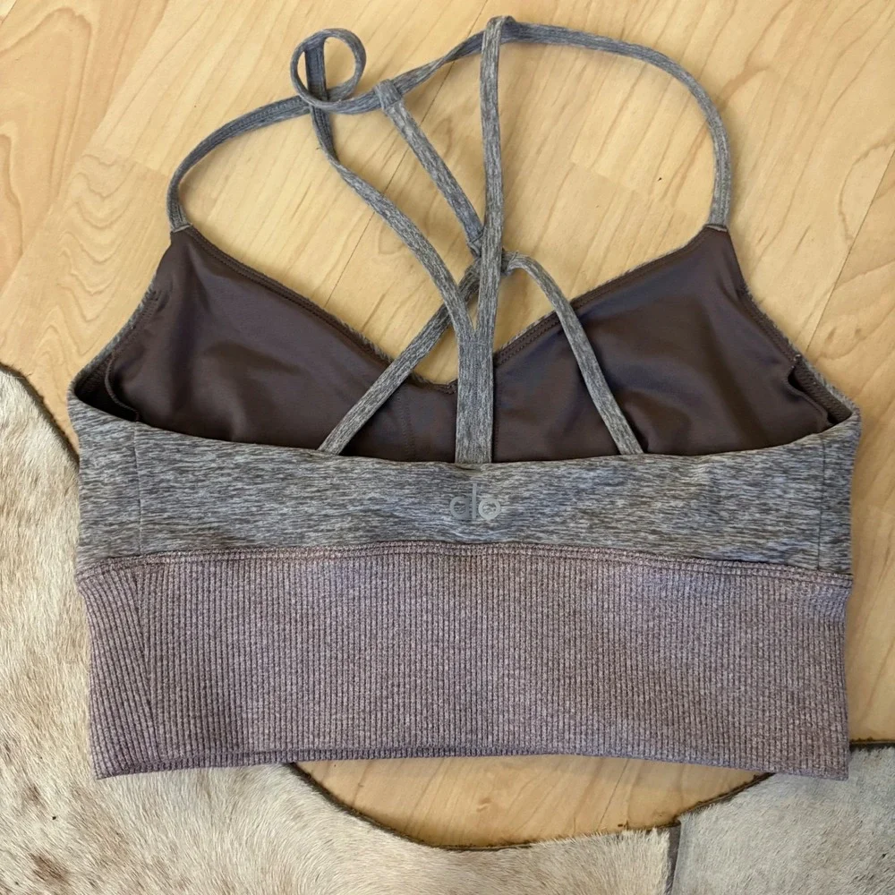 ALO Yoga Alosoft Lavish Sport Bra Grey/ Purple Size Extra‎ Small